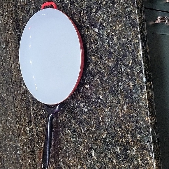 Vintage Krenit Denmark Handy Pan Hebert Krenchel Skillet 10” Red White w/ handle - Picture 2 of 8